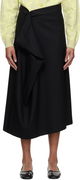 Kenzo Paris Virgin Wool Draped Midi Skirt