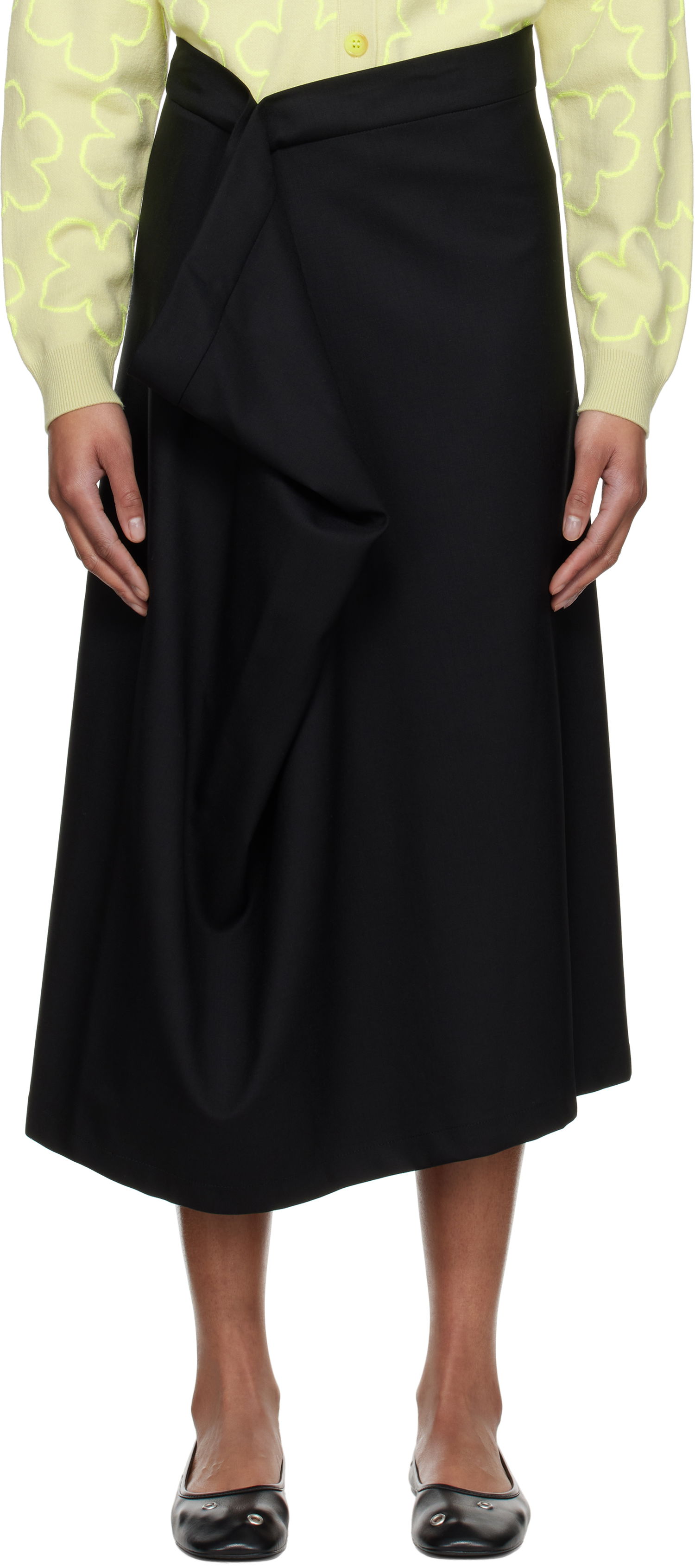 Sukňa KENZO Kenzo Paris Virgin Wool Draped Midi Skirt Čierna | FF52JU3149RA, 0