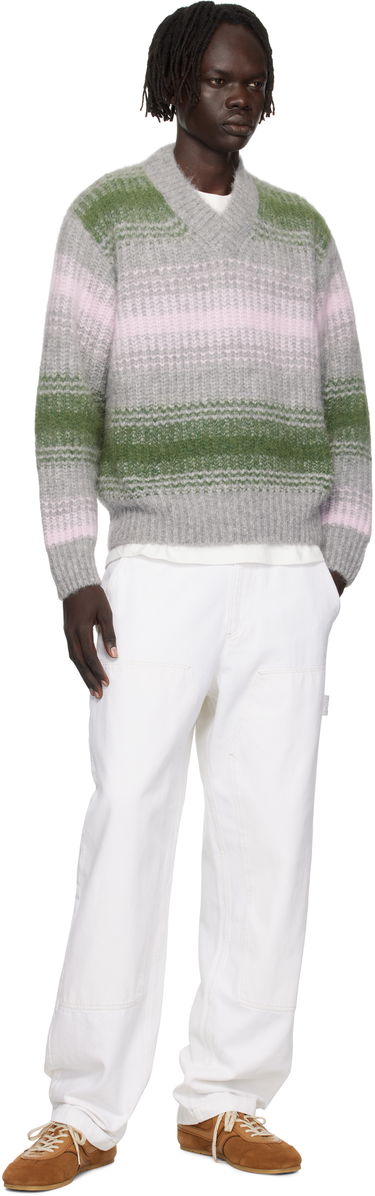 Sveter KENZO Kenzo Paris 'Speed Stripe' V-Neck Sweater Šedá | FF65PU7423CG, 3