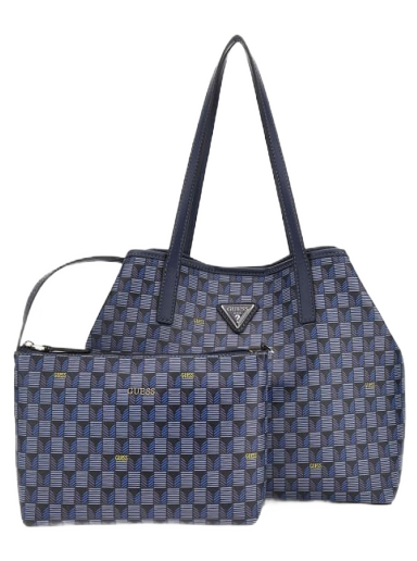 Kabelka GUESS Vikky Geometric-Print Bag Navy | HWJT6995280