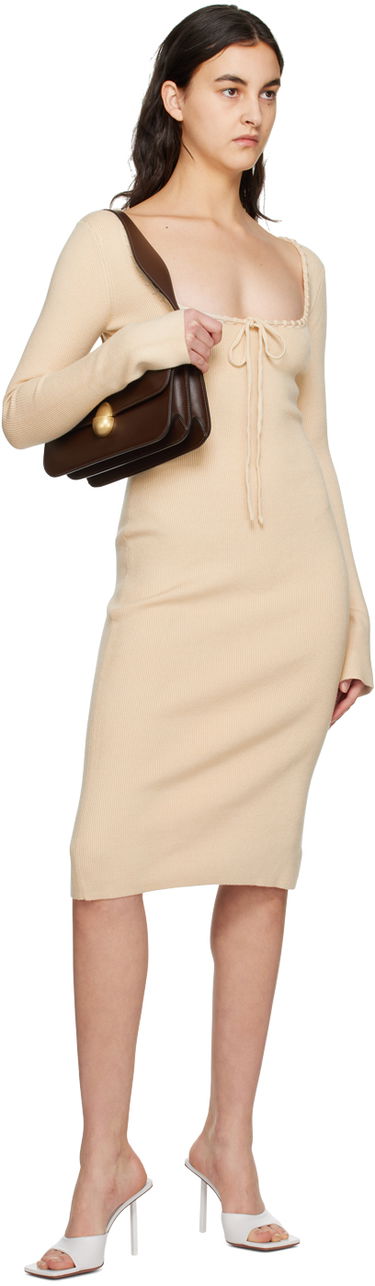Šaty GUIZIO Guizio Bow Midi Dress Béžová | DGF22E702_CRM, 3