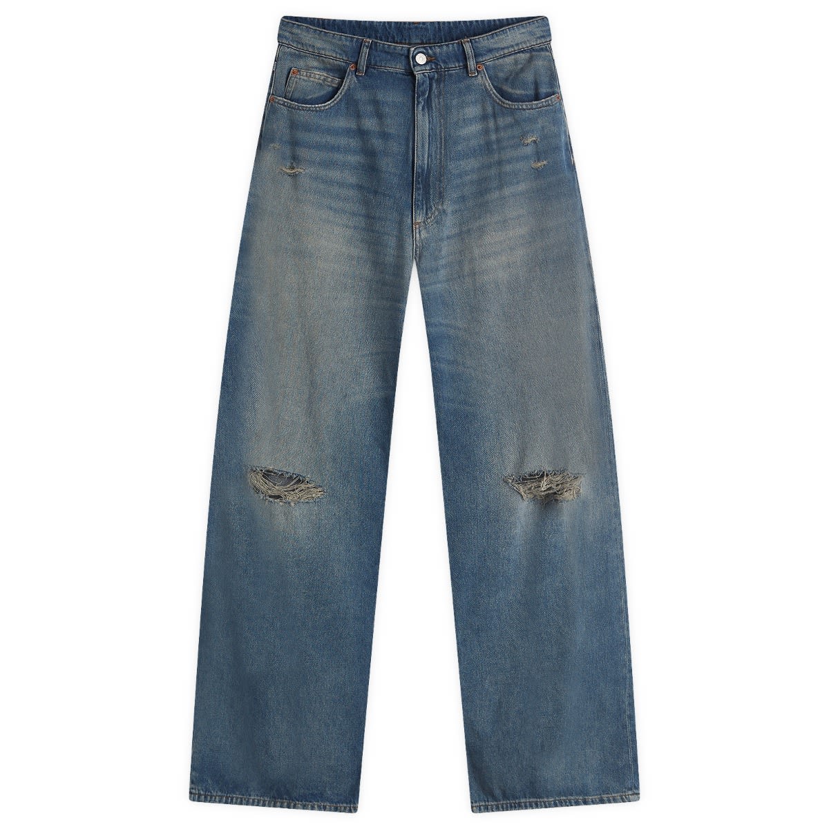 Džínsy Maison Margiela MM6 Maison Margiela Wide Leg Distressed Jeans 28" Modrá | SH0LA0014-M30017-994, 1