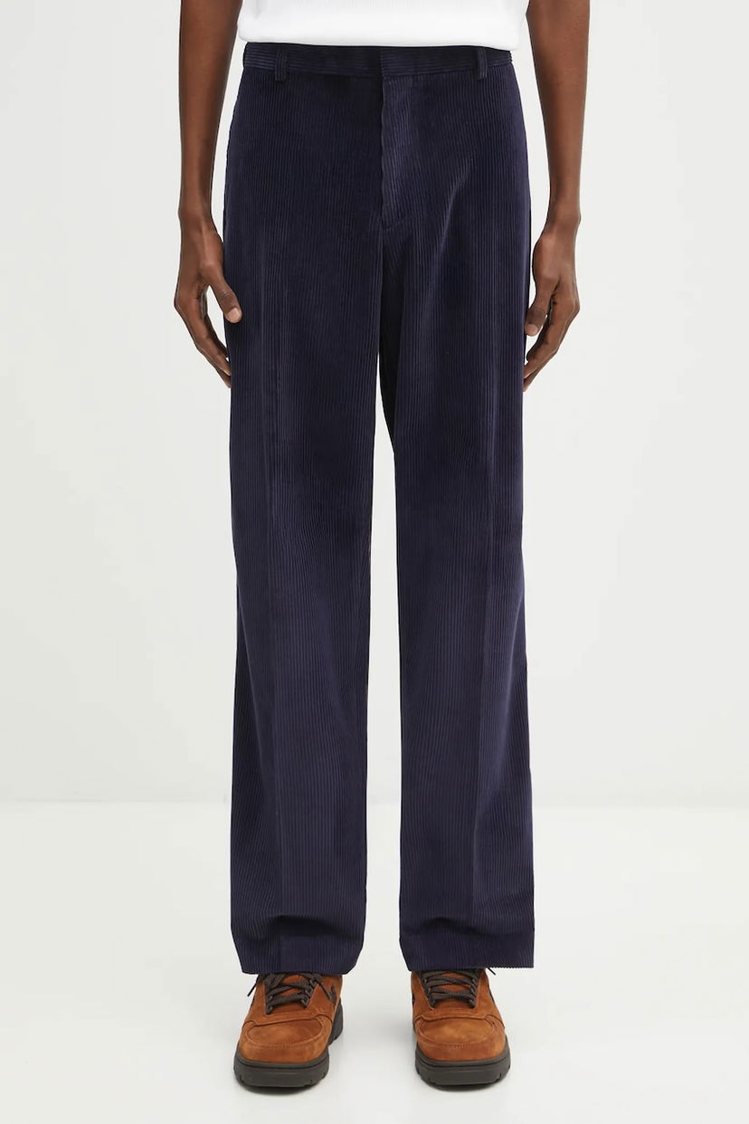 Nohavice Paul Smith Paul Smith Wide-Leg Corduroy Trousers Navy | M1R.410Z.T02792