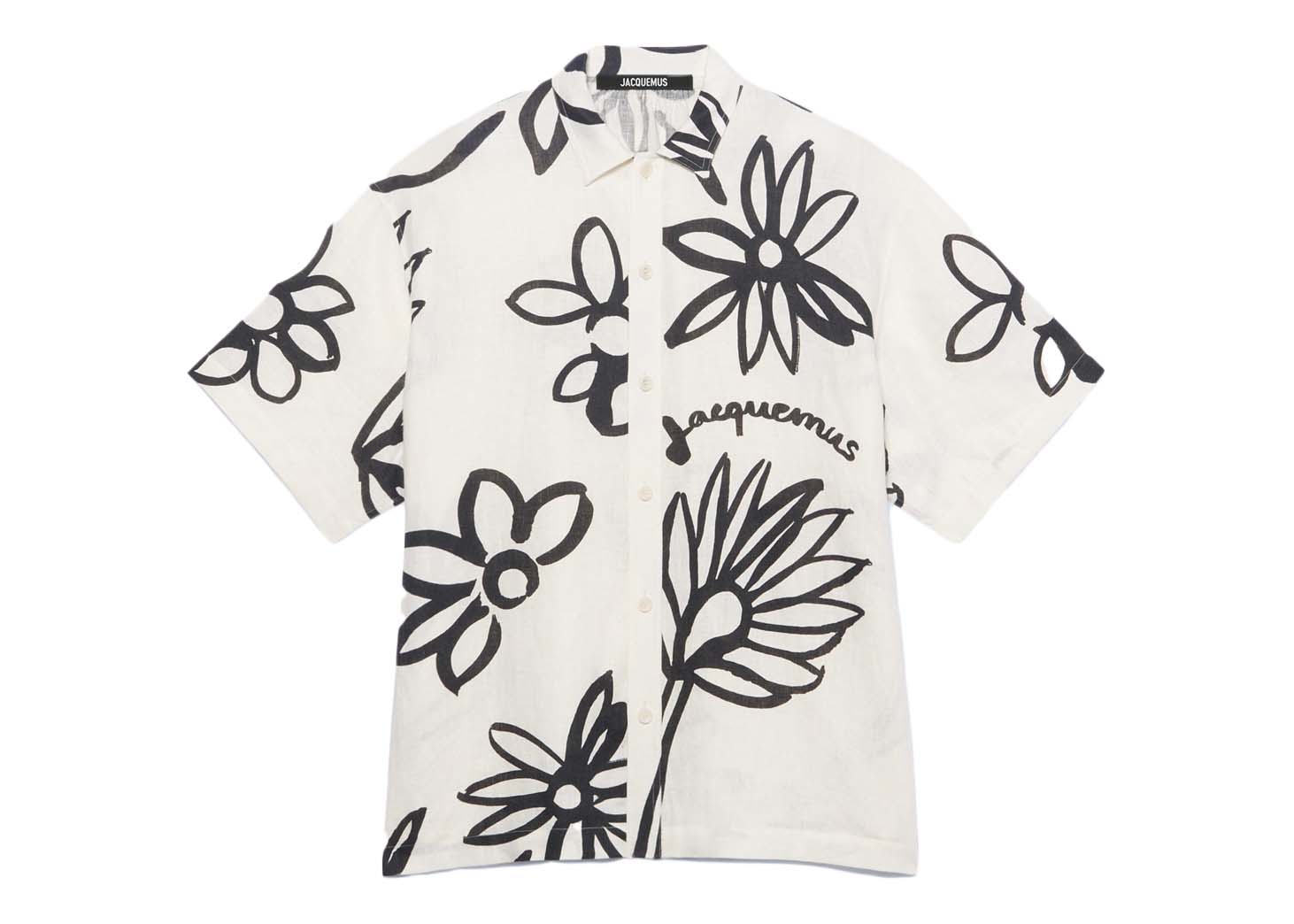 Košeľa Jacquemus La Chemise Moisson Flower Sketch Short Print Biela | 215SH009-1050 1BI, 0