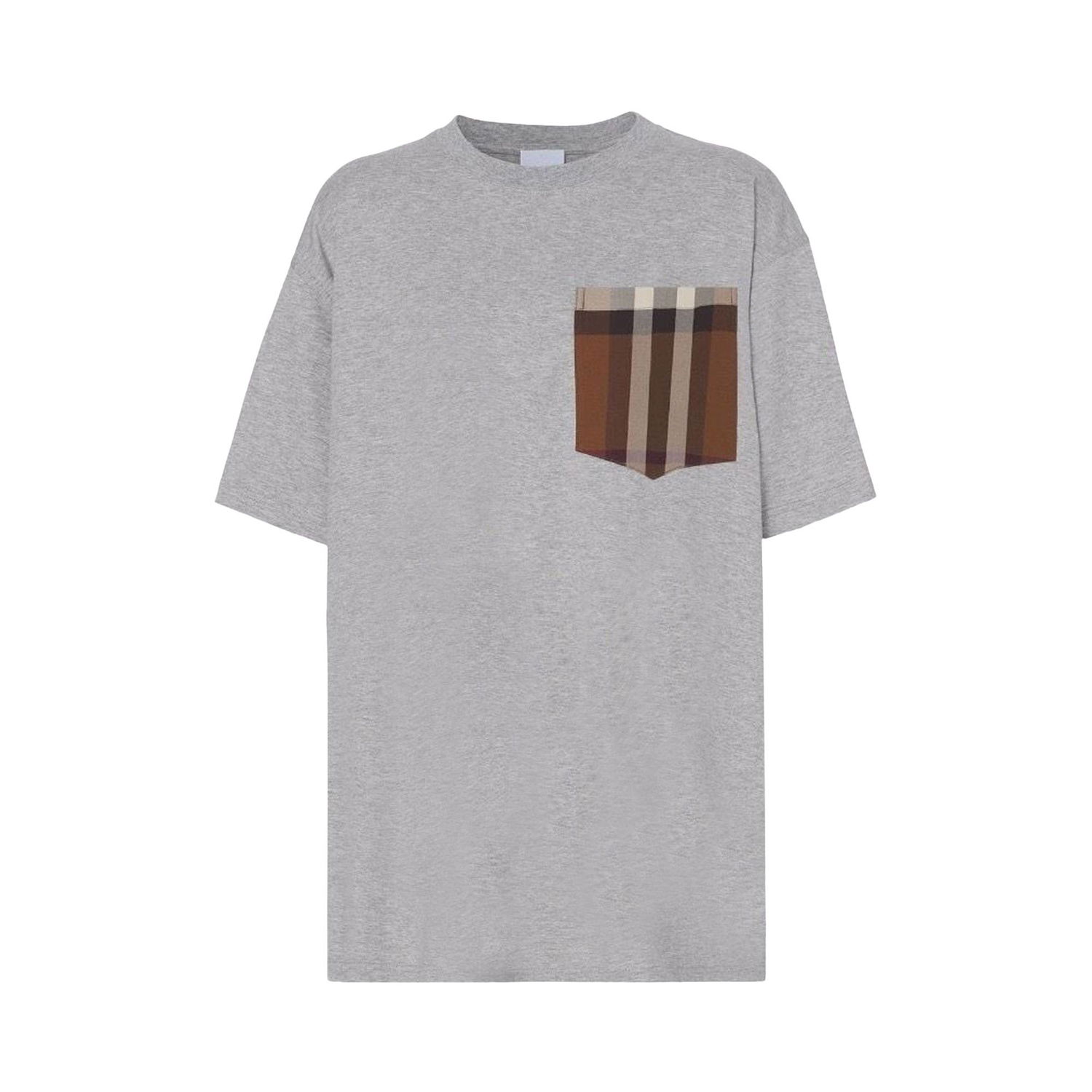 Tričko Burberry Check Print Pocket Tee Šedá | 8048923, 1