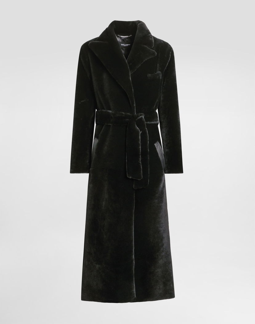 Kabáty Dolce & Gabbana Dolce & Gabbana Double-breasted Shearling Coat Čierna | G054XLFUPQPN0000
