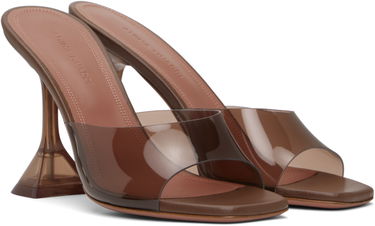 Doplnky Amina Muaddi Amina Muaddi Lupita Glass Slipper Heeled Sandals Hnedá | LUPITA GLASS SLIPPER, 3