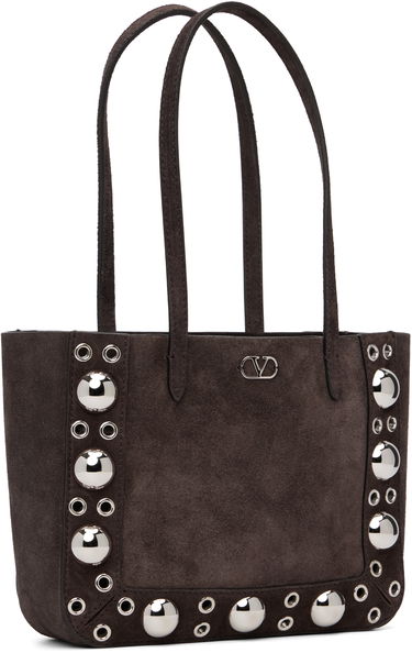 Tote bag Valentino Mini Nellcôte Studded Suede Tote Hnedá | 7W2B0R89JET, 1