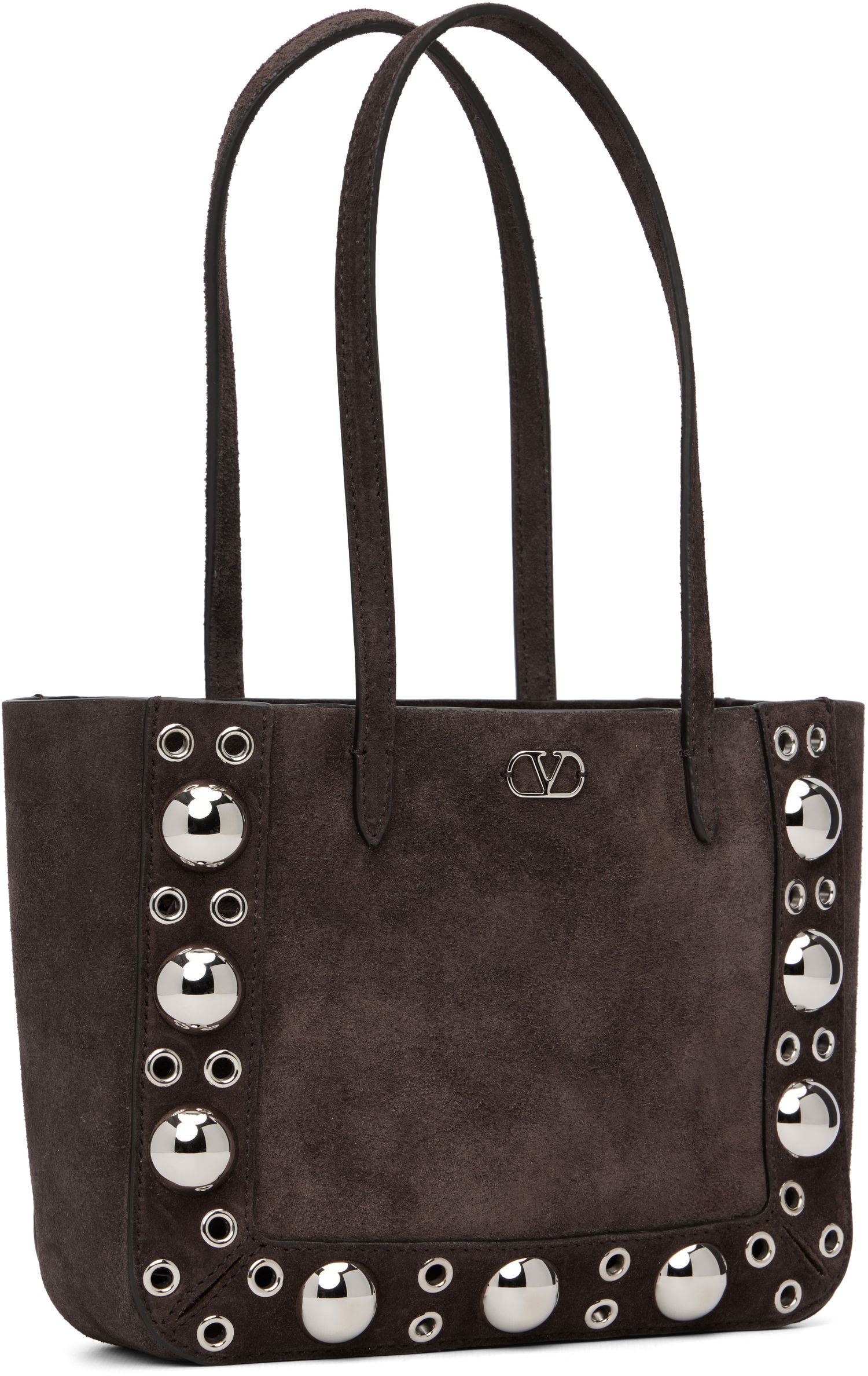Tote bag Valentino Mini Nellcôte Studded Suede Tote Hnedá | 7W2B0R89JET, 1