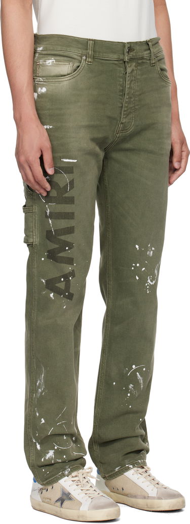 Džínsy AMIRI AMIRI Army Logo Painted Slim Workman Jeans Zelené | AMDNSM1018, 1