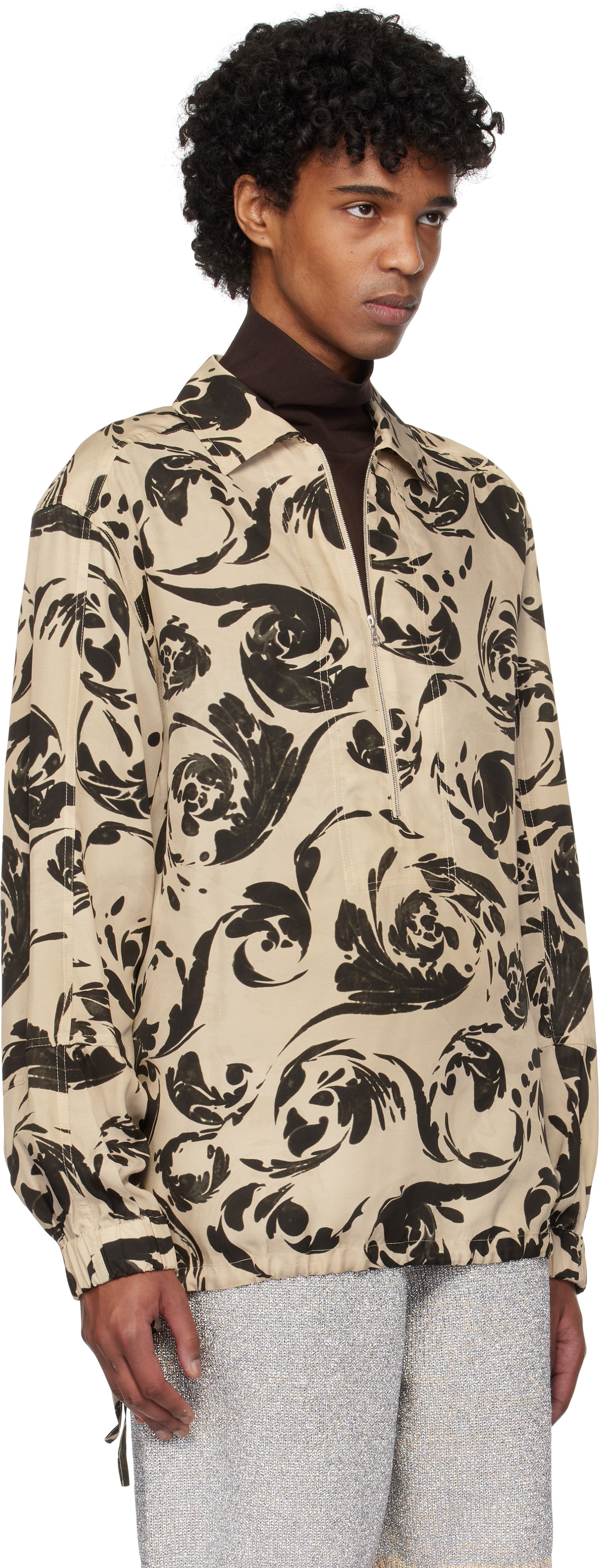 Košeľa Dries Van Noten Dries Van Noten Printed Half Zip Shirt Béžová | 251-020715-1101, 1