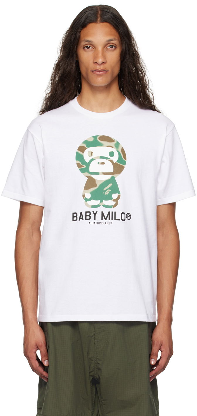 BAPE White Liquid Camo Baby Milo T-Shirt