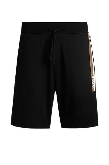 Šortky BOSS Cotton-Terry Shorts with Side Stripe Čierna | 50540630