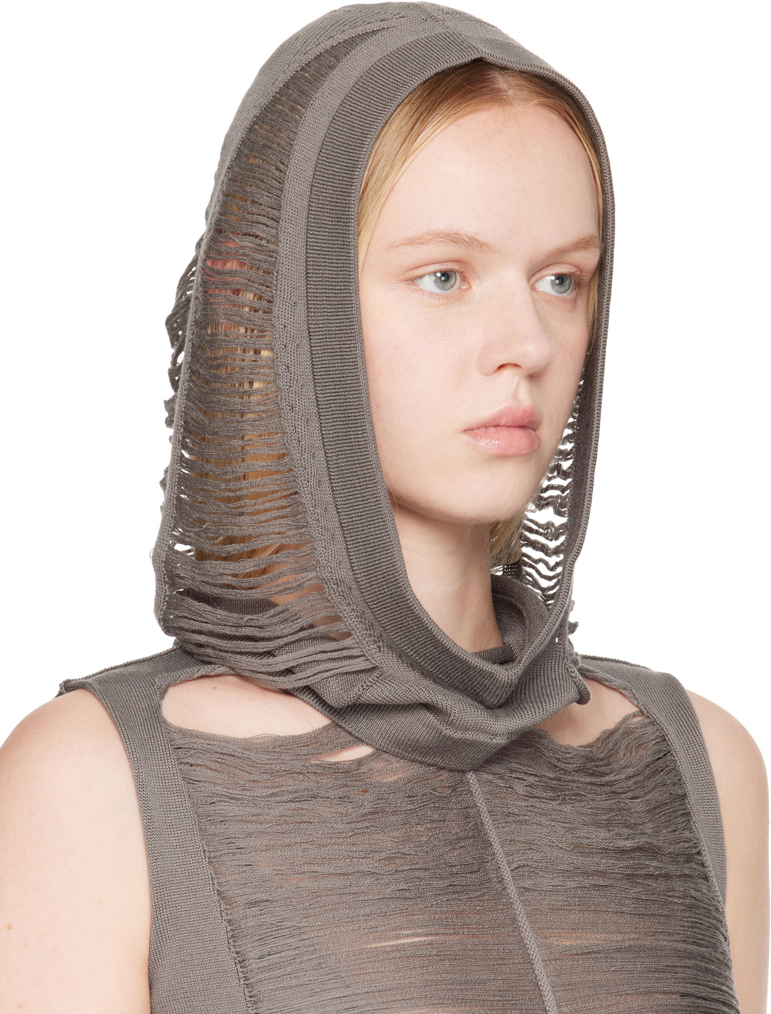 Sveter Rick Owens Rick Owens Hollywood Jera Knitted Hood Šedá | RO01E7481 KGRIDM, 1