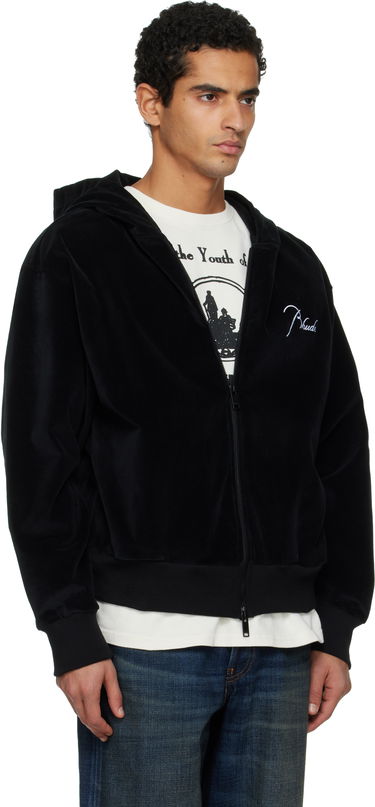 Mikina Rhude Velour Classique Zip-Up Hoodie Čierna | RHFW25HO01041, 1
