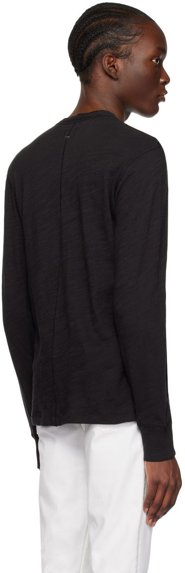 Tričko rag & bone Flame Long Sleeve Henley Čierna | M000T676G, 2