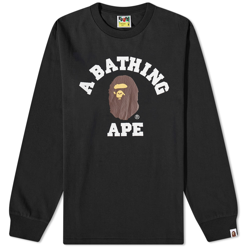 Tričko BAPE Long Sleeve College Tee Čierna | 001LTI801011M-BLK, 0
