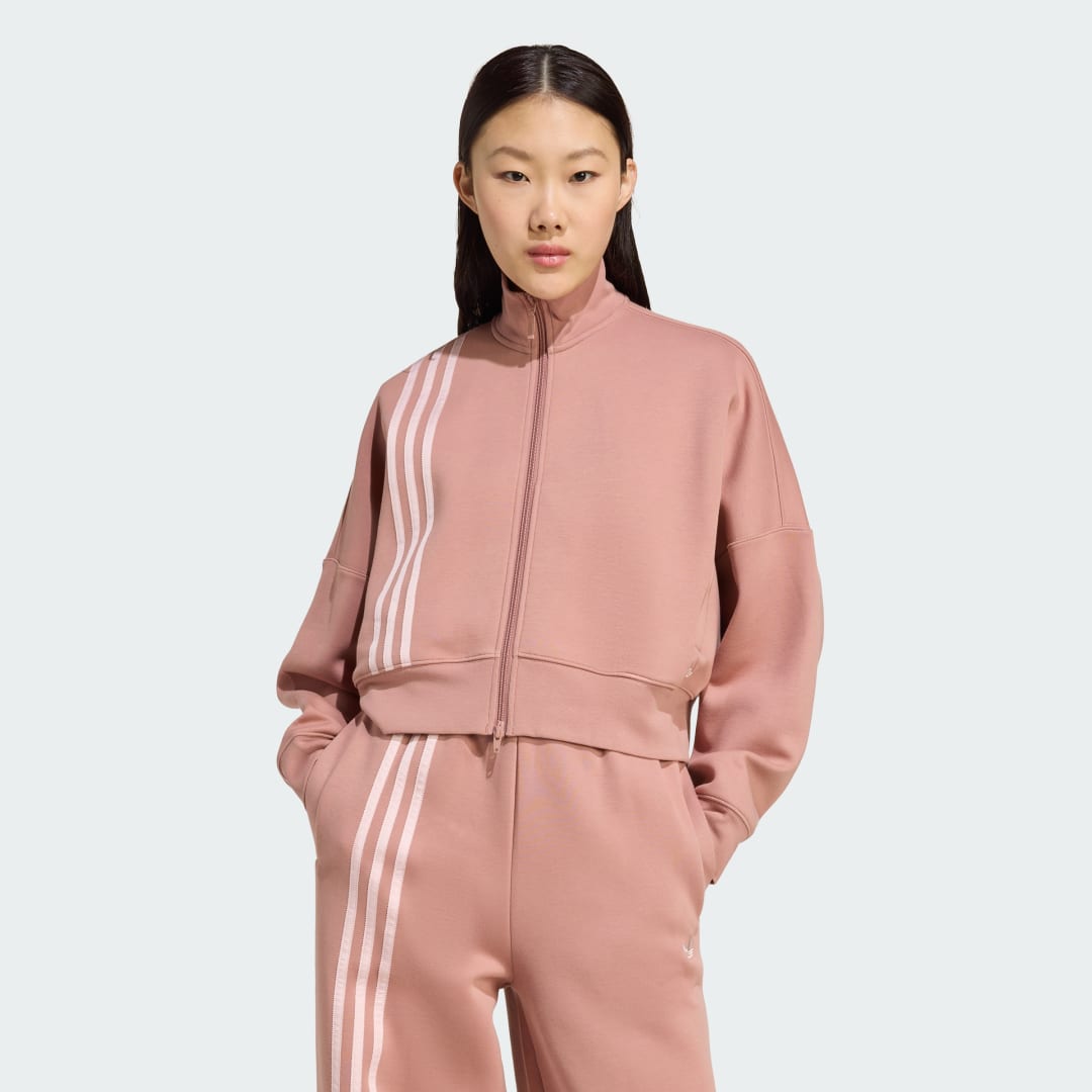 Mikina adidas Performance 3-Stripes Zip-Up Cropped Sweatshirt Ružová | JW3609, 0