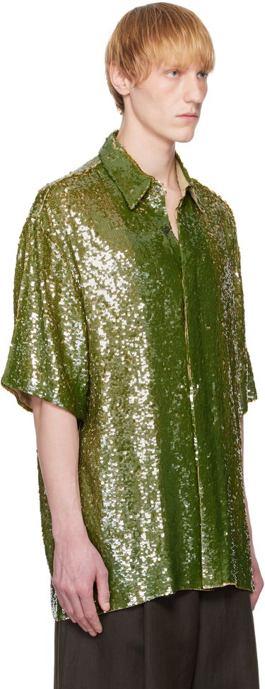 Košeľa Dries Van Noten Dries Van Noten Sequin Button-Up Shirt Zelené | 251-080751-1480, 1