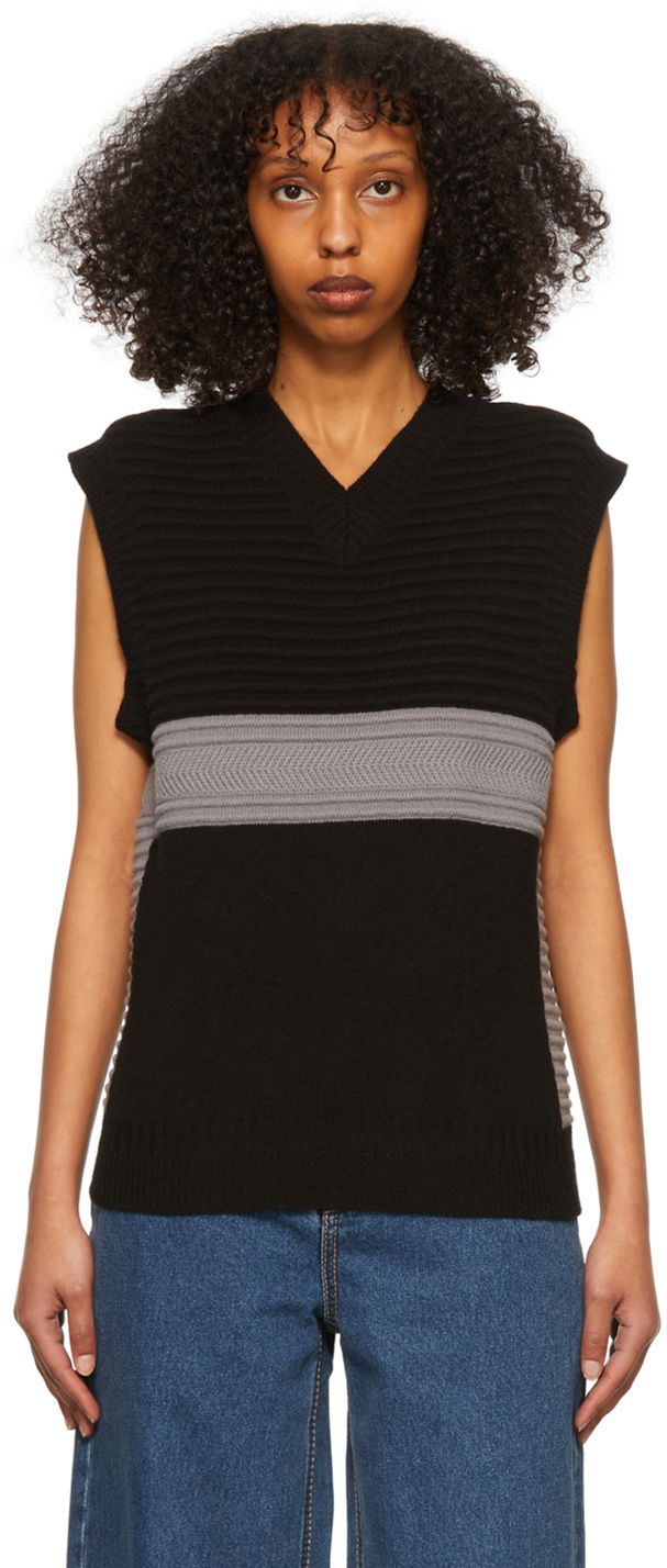 Tielko Eytys Sleeveless Striped Sweater Vest Čierna | MASB