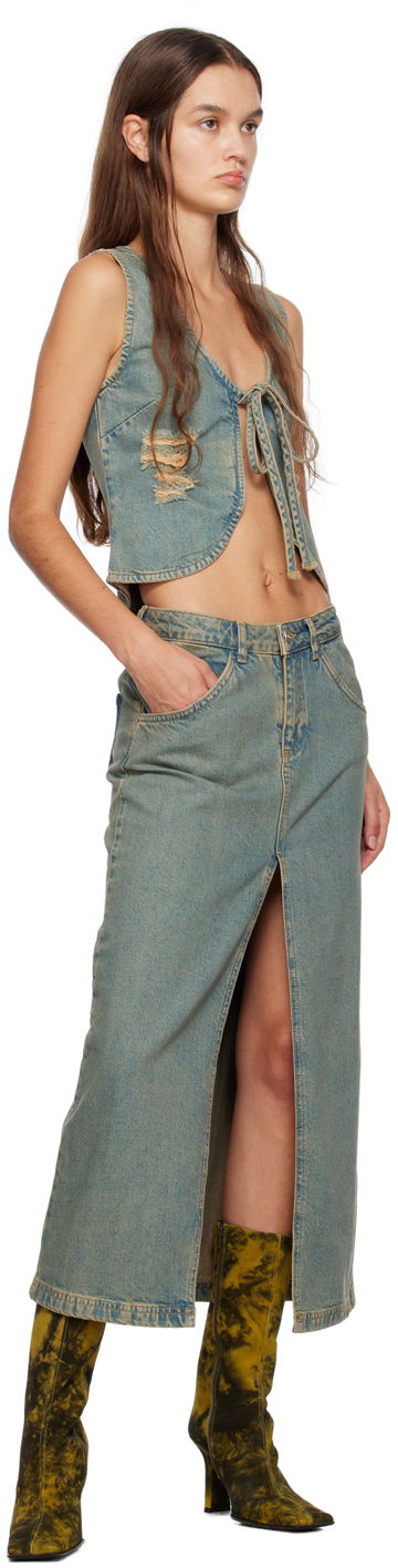 Sukňa Miaou Miaou Rowan Denim Maxi Skirt Modrá | 4034SD4GAD, 3