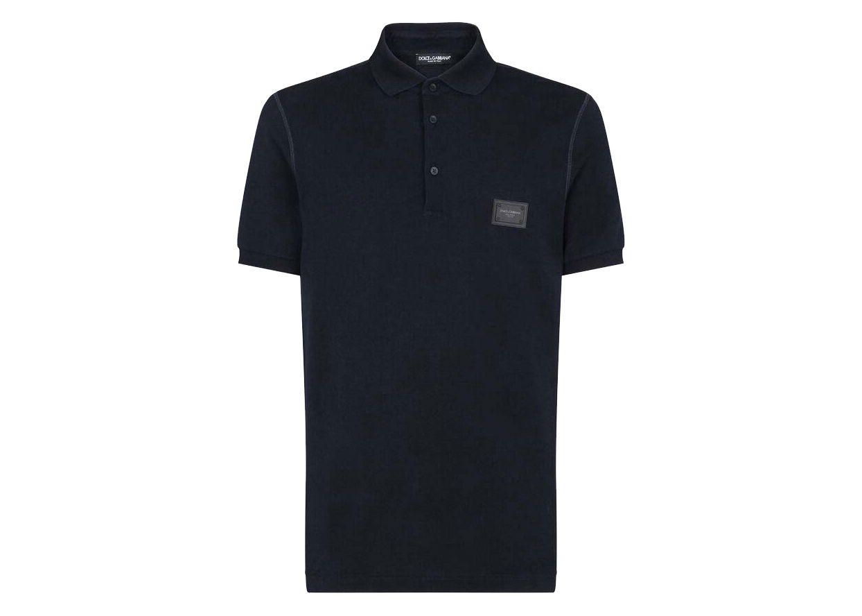 Polo tričko Dolce & Gabbana Cotton Pique Branded Plate Polo Shirt Blue Čierna | G8KK1TFU7ENB0665, 0