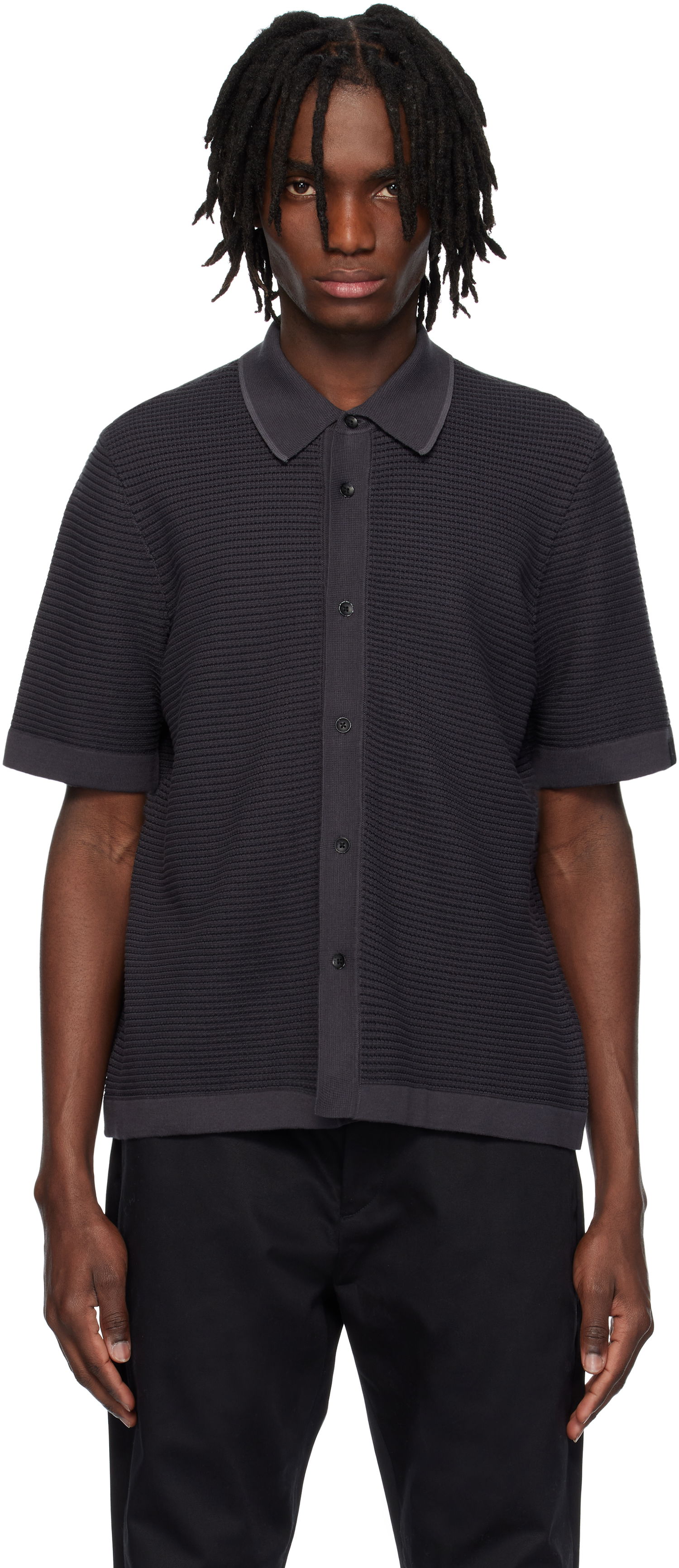 Polo tričko rag & bone Rag & Bone Harvey Striped Jacquard Knit Polo Čierna | MBS25S025BC25, 0