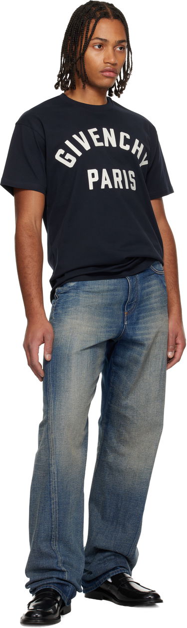 Tričko Givenchy Givenchy Paris Embroidery T-shirt Navy | BM71NK3YRS411, 3