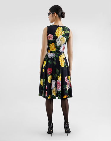 Šaty Dolce & Gabbana Dolce & Gabbana Peony and Rose Print Cady Midi Dress Čierna | F6TLCTFSRPHHN5IY, 2