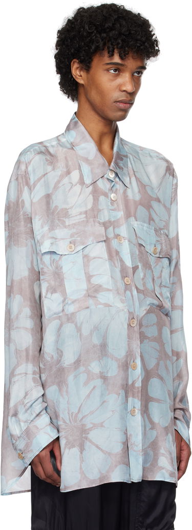Košeľa Dries Van Noten Dries Van Noten Silk Floral-Print Shirt Modrá | 251-020721-1202, 1