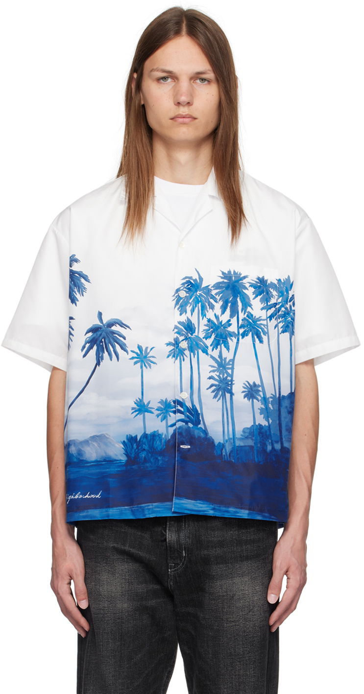 Košeľa Neighborhood Blue Palm Tree Shirt Biela | 241TSNH-SHM07, 0