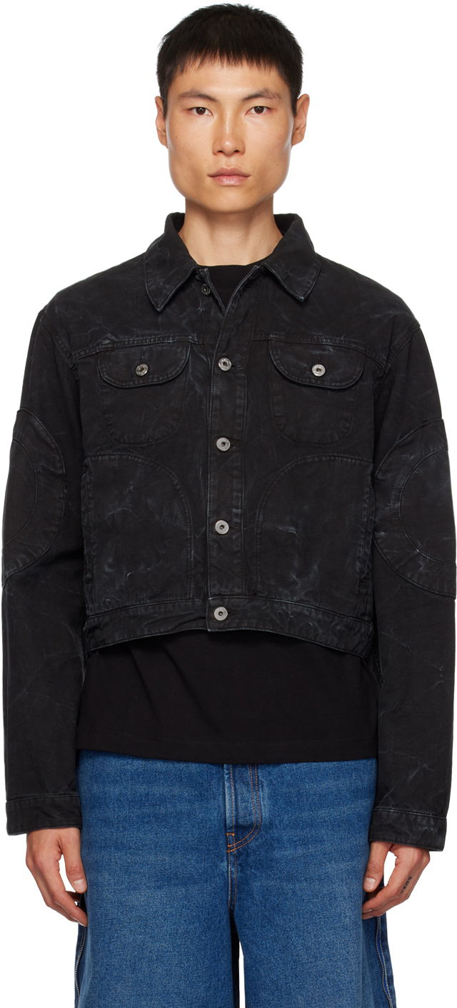 Bunda Off-White Garment-Dyed Cropped Denim Jacket Čierna | OMEV013F23FAB0011000, 0