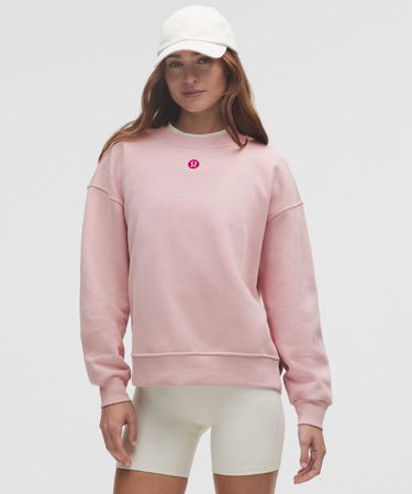 Mikina lululemon Perfectly Oversized Fleece Crew Logo - Size L Ružová | prod20001239, 0