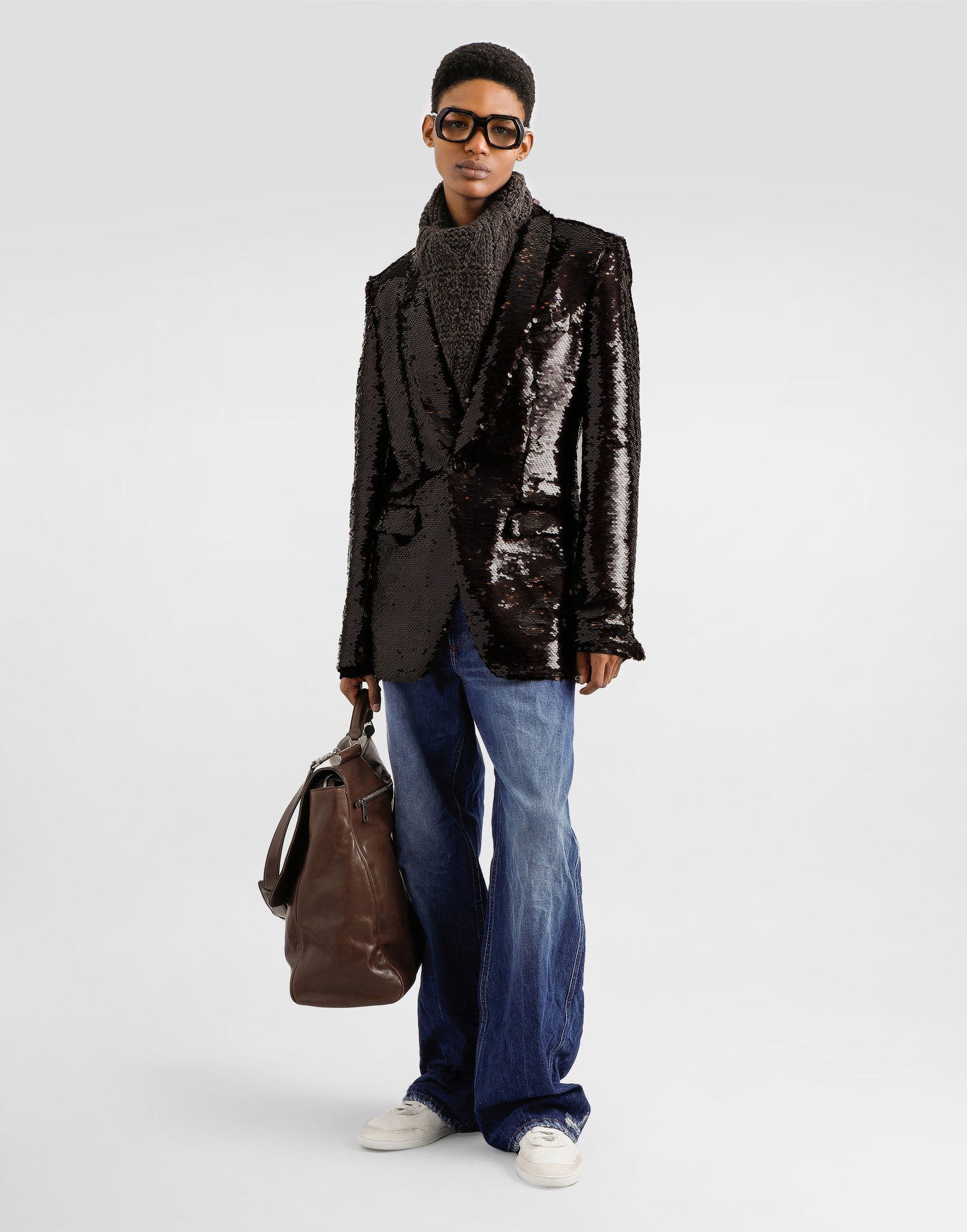Bunda Dolce & Gabbana Dolce & Gabbana Single-Breasted Sequin Jacket Hnedá | G2VT4TFLSF0M0774, 1