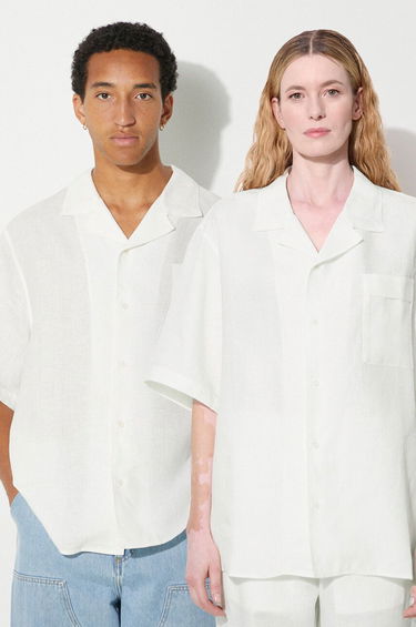 Košeľa PANGAIA Pangaia DNA Linen Camp Collar Relaxed Shirt Biela | 10002046, 0