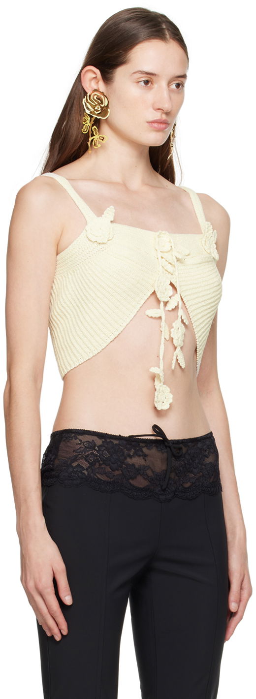Tielko Blumarine Flower Lace-Up Camisole Béžová | P422M417A, 1