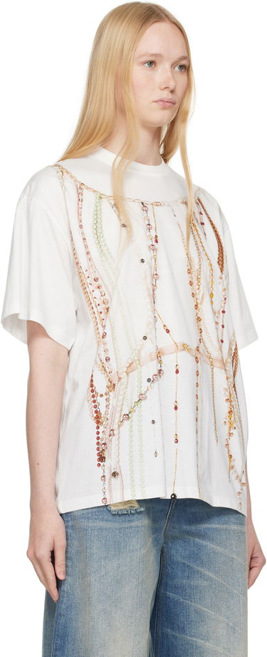 Tričko Maison Margiela MM6 Maison Margiela Jersey T-Shirt with Beaded Graphic Biela | S62GD0201 M20113, 1