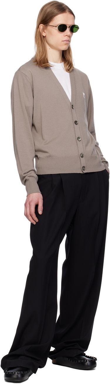 Sveter AMI AMI Paris De Coeur Cardigan Hnedá | HKC121.KN0025, 3