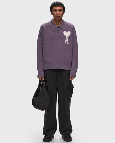 Sveter AMI DE COEUR POLO Pullover Fialová | UPL325.KN0032-504, 3