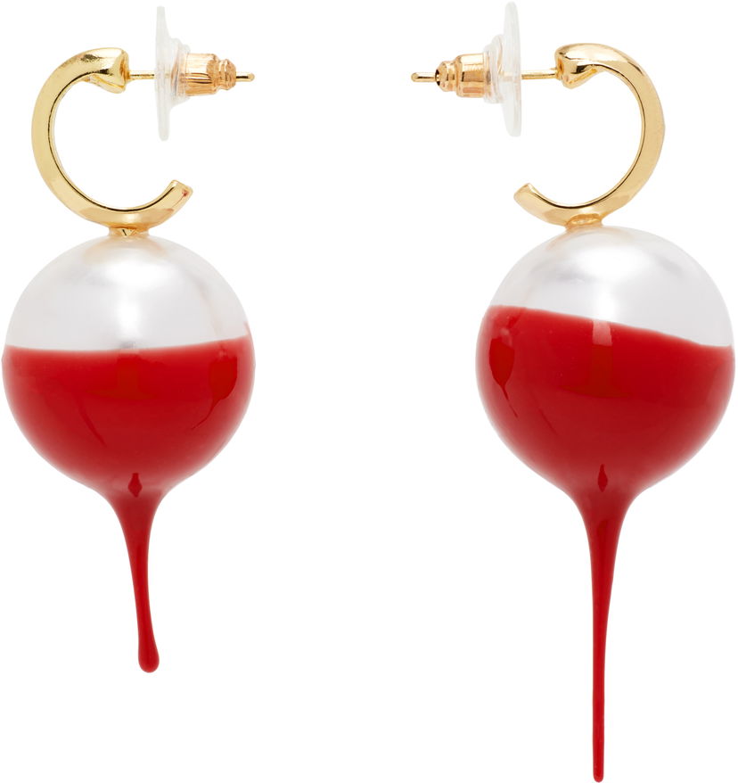 Náušnice Ottolinger Ottolinger Dipped Pearl Drop Earrings Červená | 125-902625-02