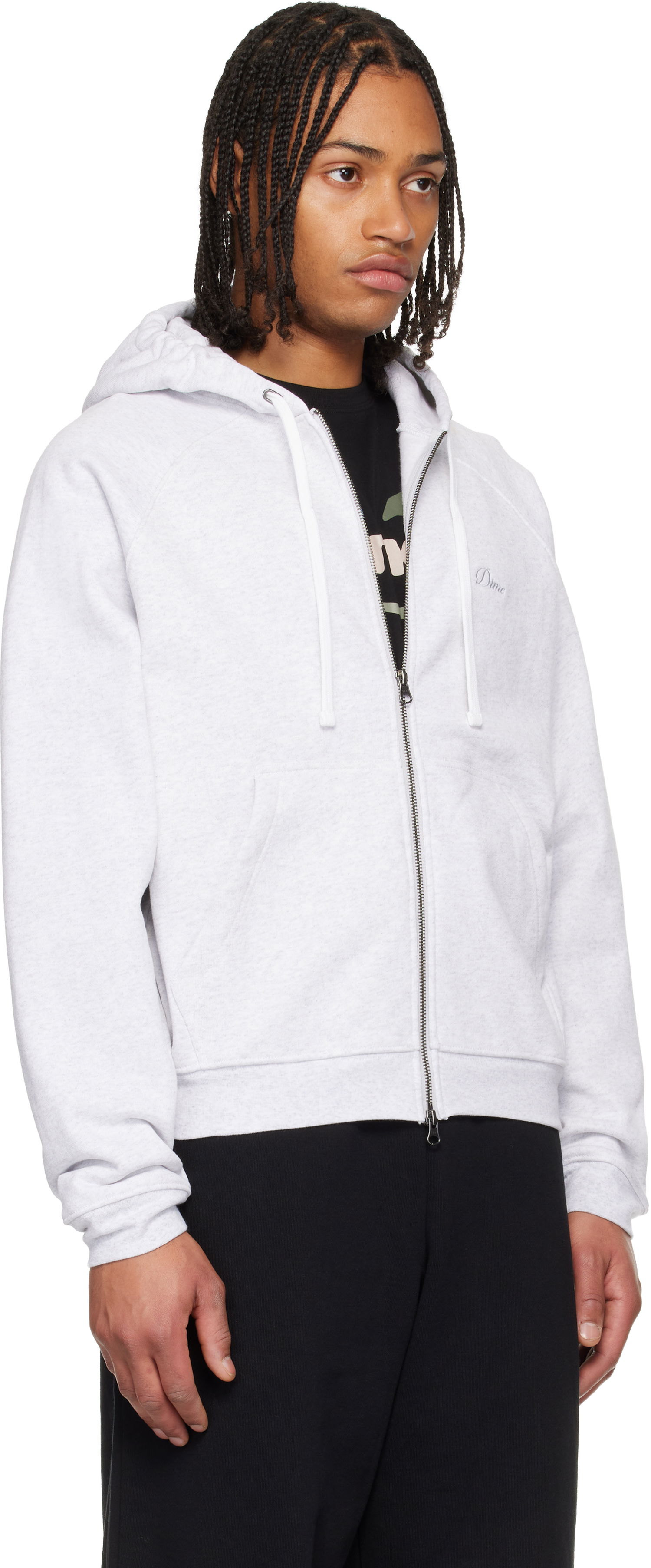 Mikina Dime Cursive Small Logo Zip Hoodie Šedá | DIMEHO2558ASH, 1
