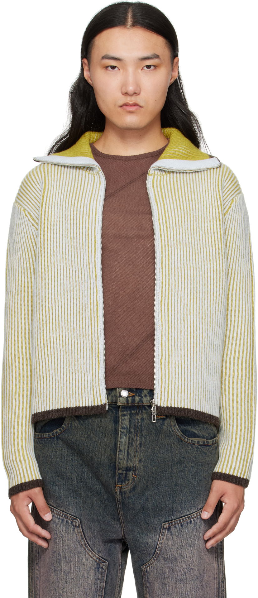 Sveter Eckhaus Latta Eckhaus Latta Huddle Zip Sweater Žltá | 8267-EL-PF25-C