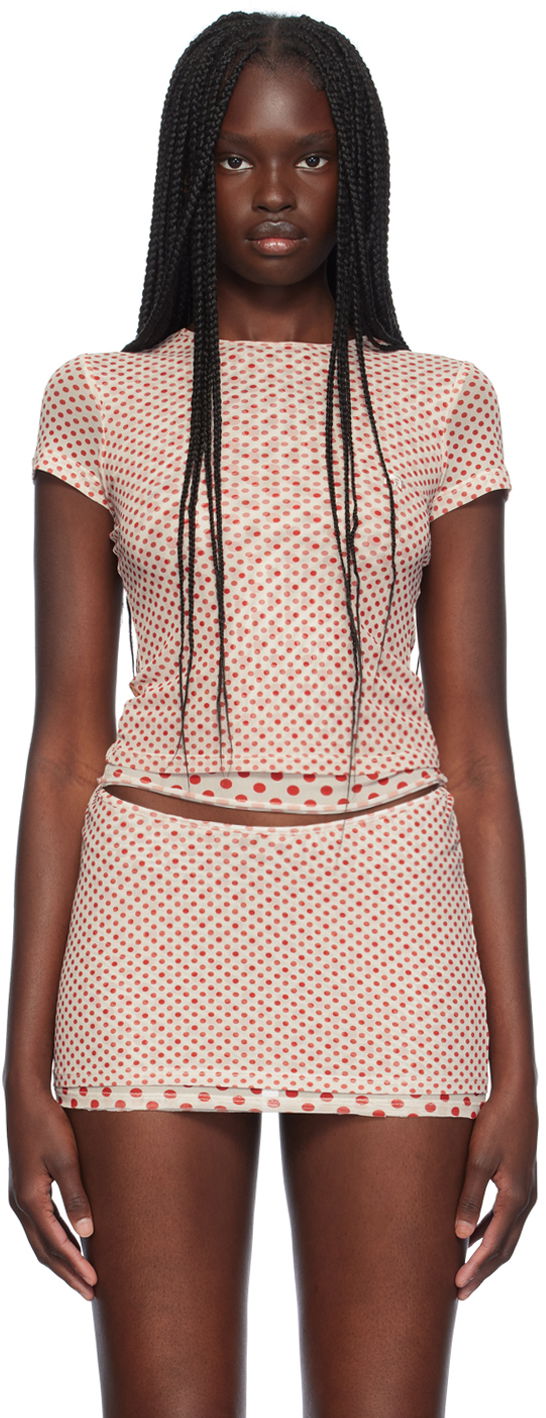 Sukňa Miaou Miaou Mini Polka Dot T-Shirt Béžová | 7184PM2WPD, 0