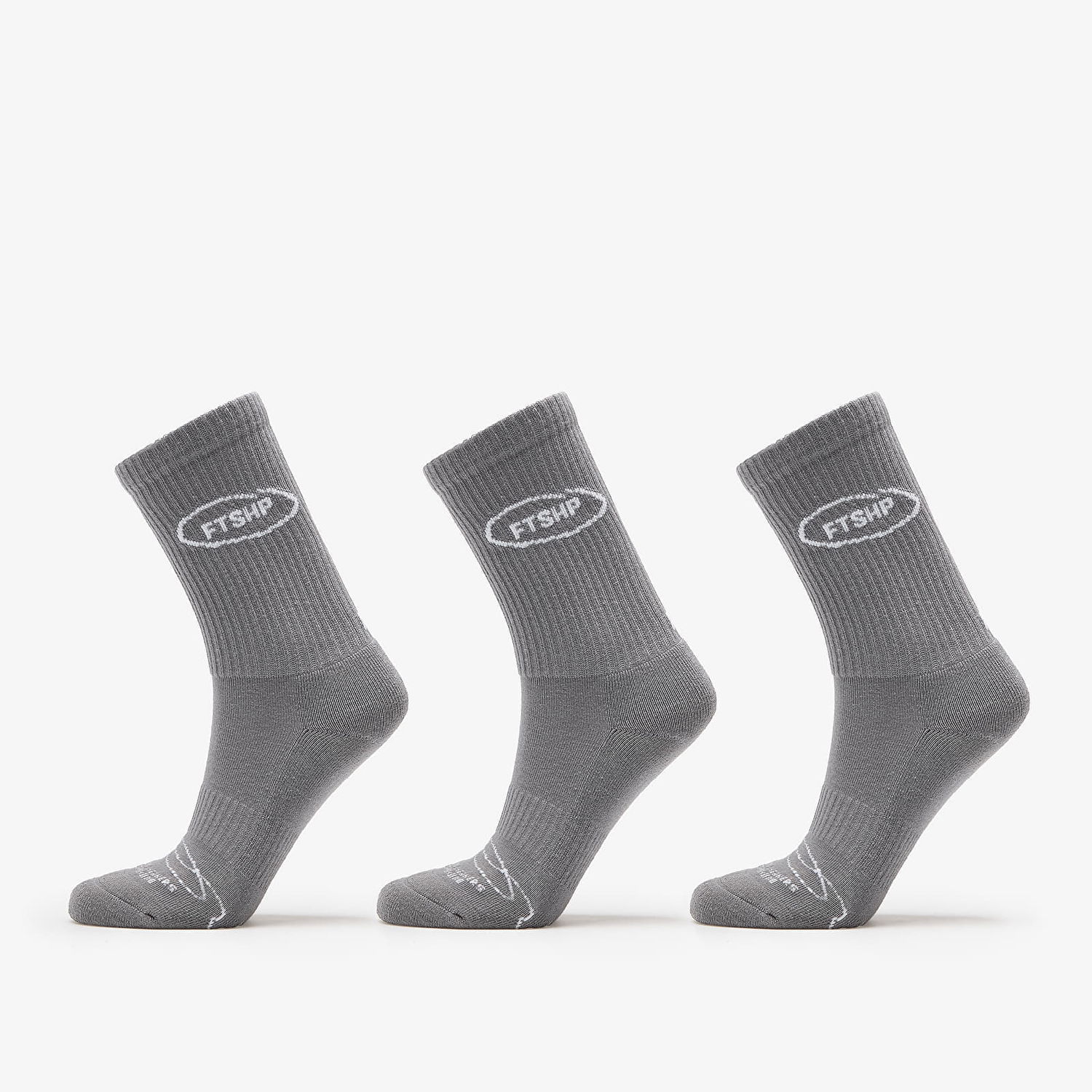 Ponožky Footshop Basic Crew Socks 3-Pack Grey Šedá | FTSHP_359, 0