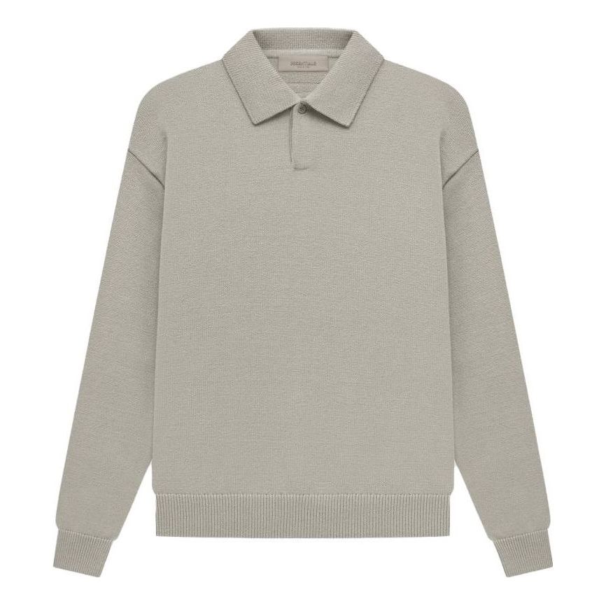 Polo tričko Fear of God Fear of God Essentials Knit Long Sleeve Polo Shirt Šedá | FOG-SS23-042, 0