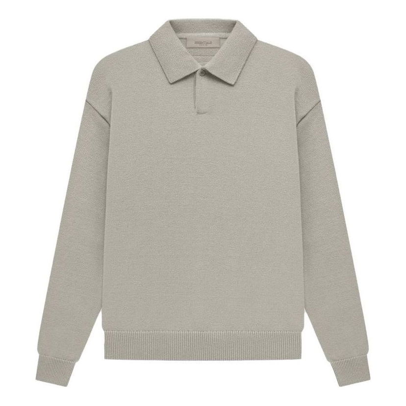 Polo tričko Fear of God Fear of God Essentials Knit Long Sleeve Polo Shirt Šedá | FOG-SS23-042