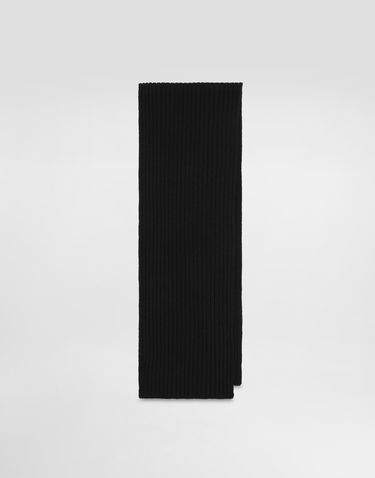 Šál Dolce & Gabbana Dolce & Gabbana Ribbed Knit Scarf with Logo Plaque Čierna | LBKAB4JCVD6N0000, 2