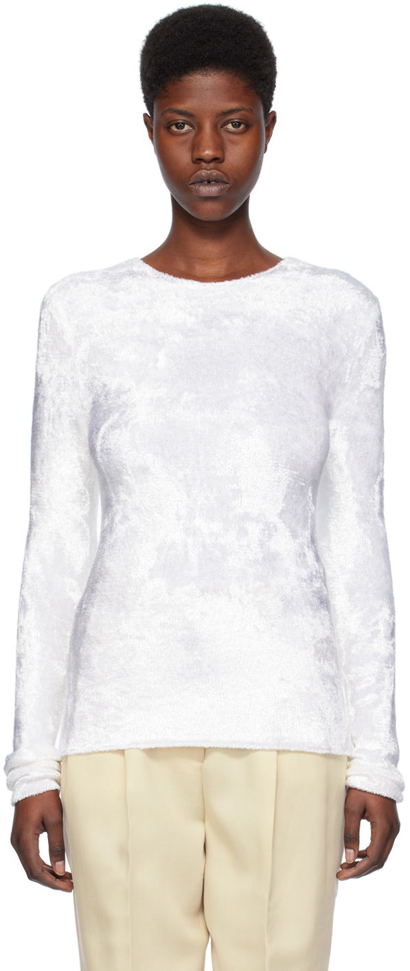 Sveter TOTEME TOTEME Slim Long Sleeve T-Shirt Biela | 241-WRT1059-YA0026, 0