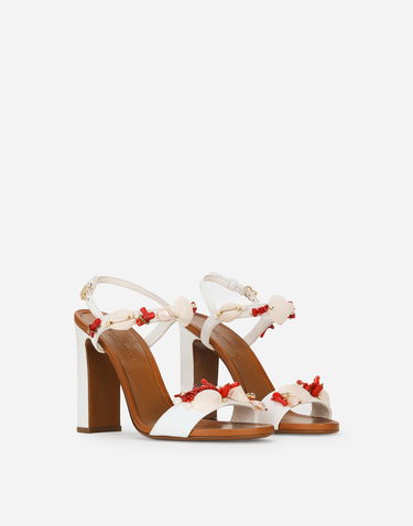Tenisky a topánky Dolce & Gabbana Nappa Leather Sandals With Coral Embroidery Biela | CR1747AW1168V135, 1