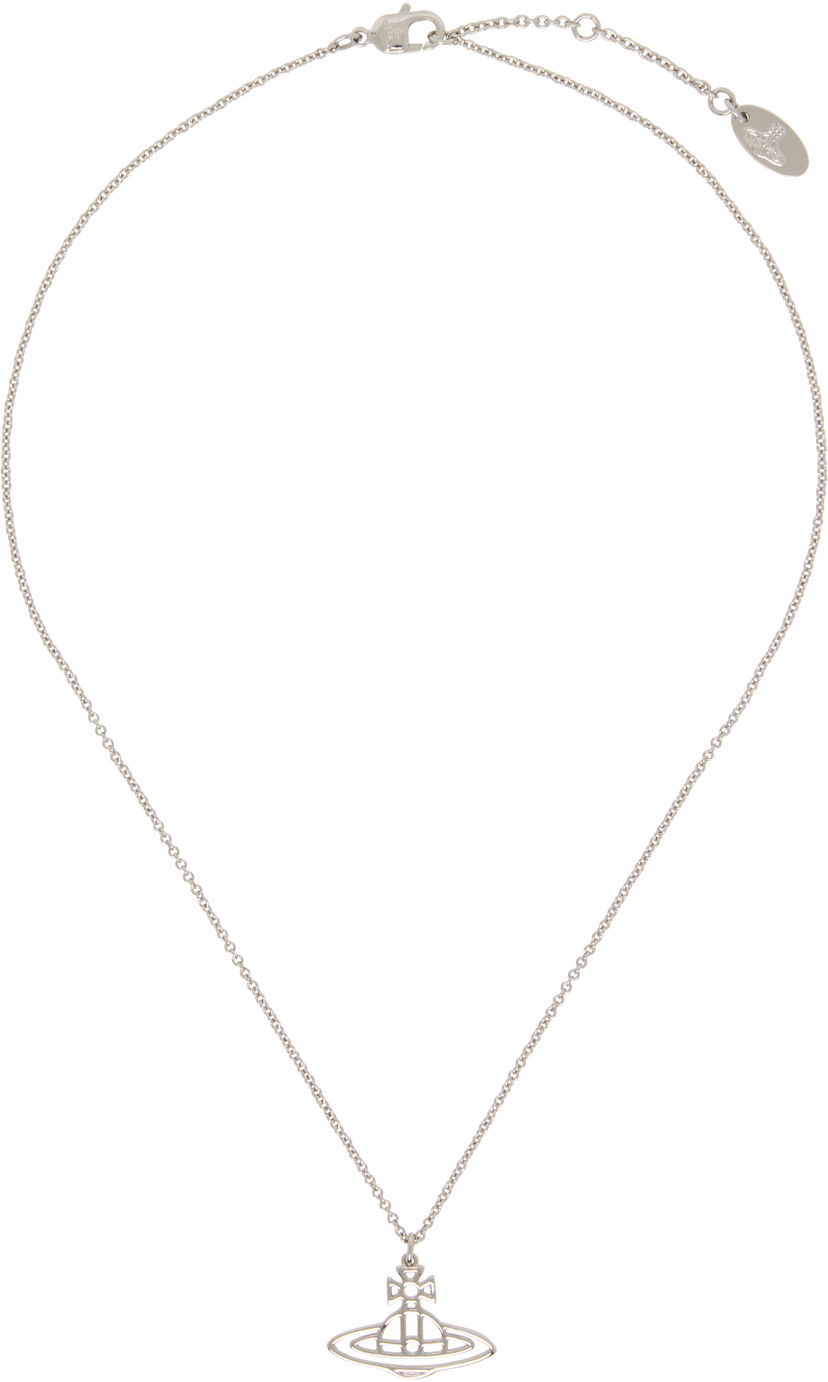 Náhrdelník Vivienne Westwood Thin Lines Short Flat Orb Pendant Necklace Metalická | 63020260-02W003-CN